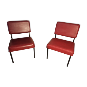 Lot 2 chauffeuses skaï - rouge