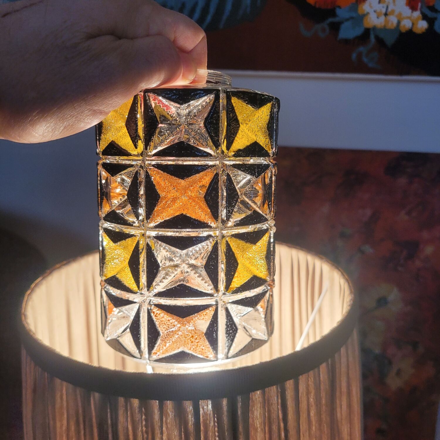 Moulded glass pendant with geometric design – 1960s