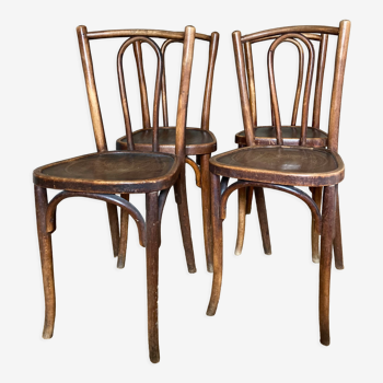 Lot de 4 chaises bistrot en bois de hêtre