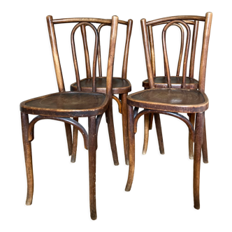 Lot de 4 chaises bistrot en bois de hêtre