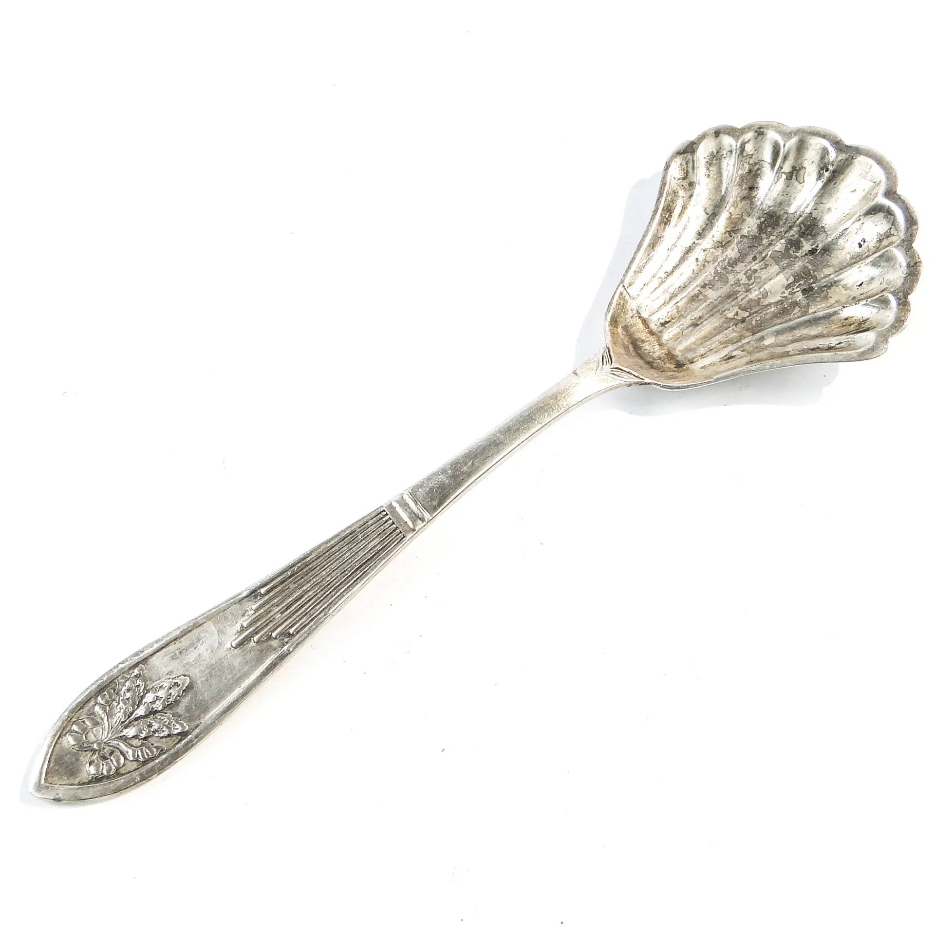 Art Deco sugar spoon, silver-plated brass, Poland, 1930s