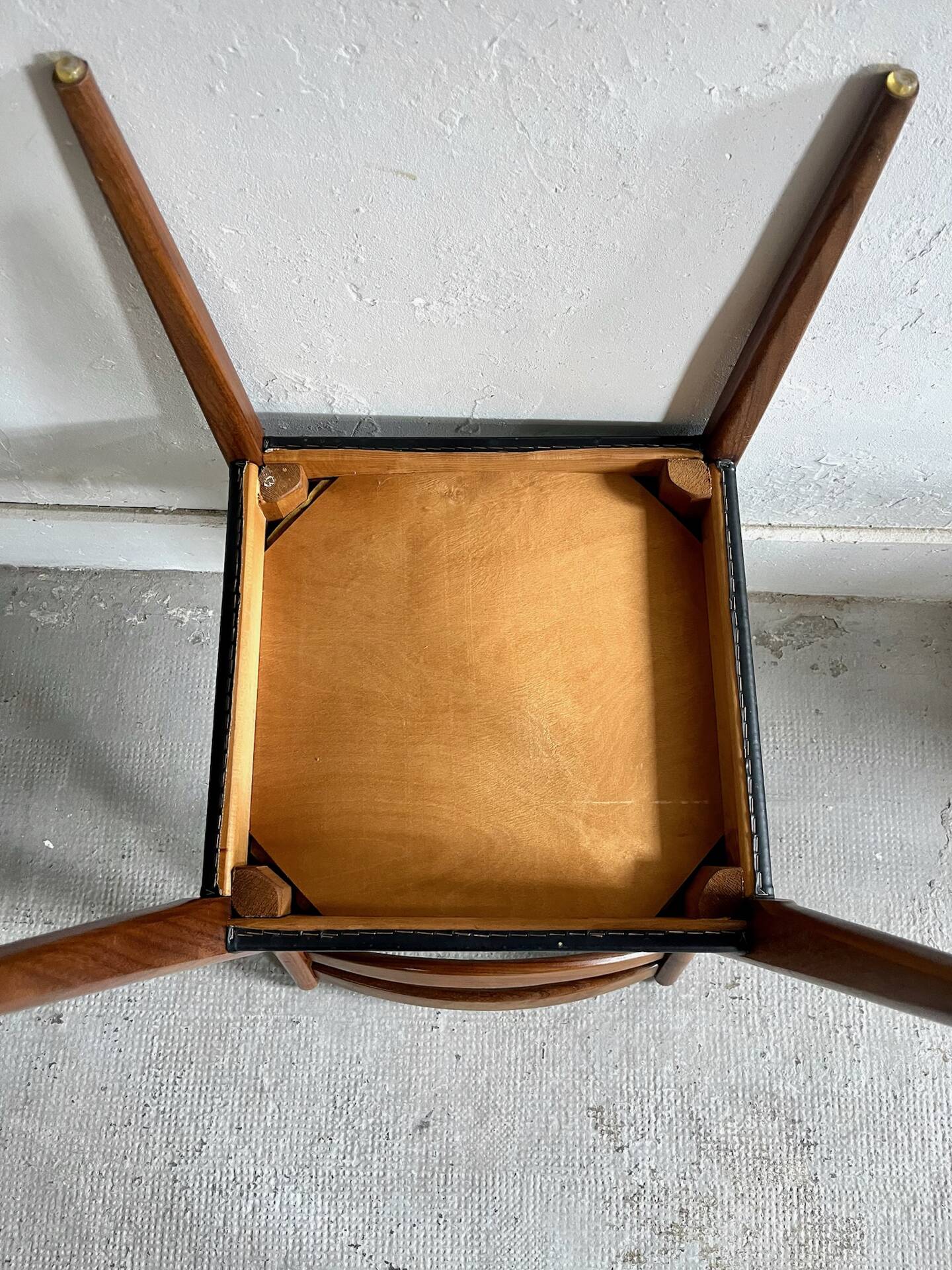 Scandinavian teak and faux leather chairs - set of 6