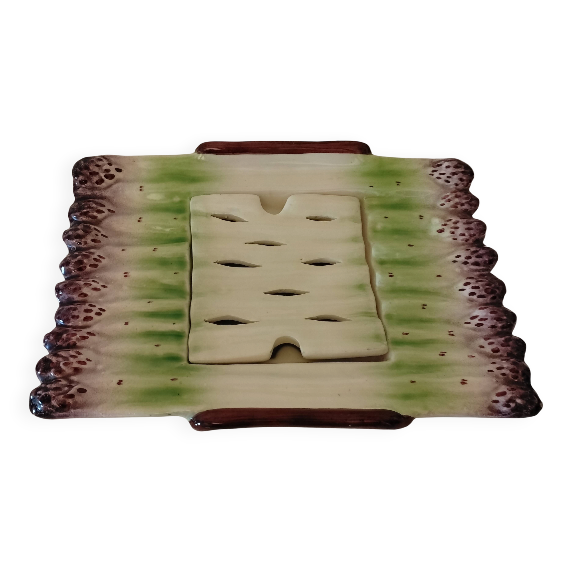 Hand-painted asparagus dish