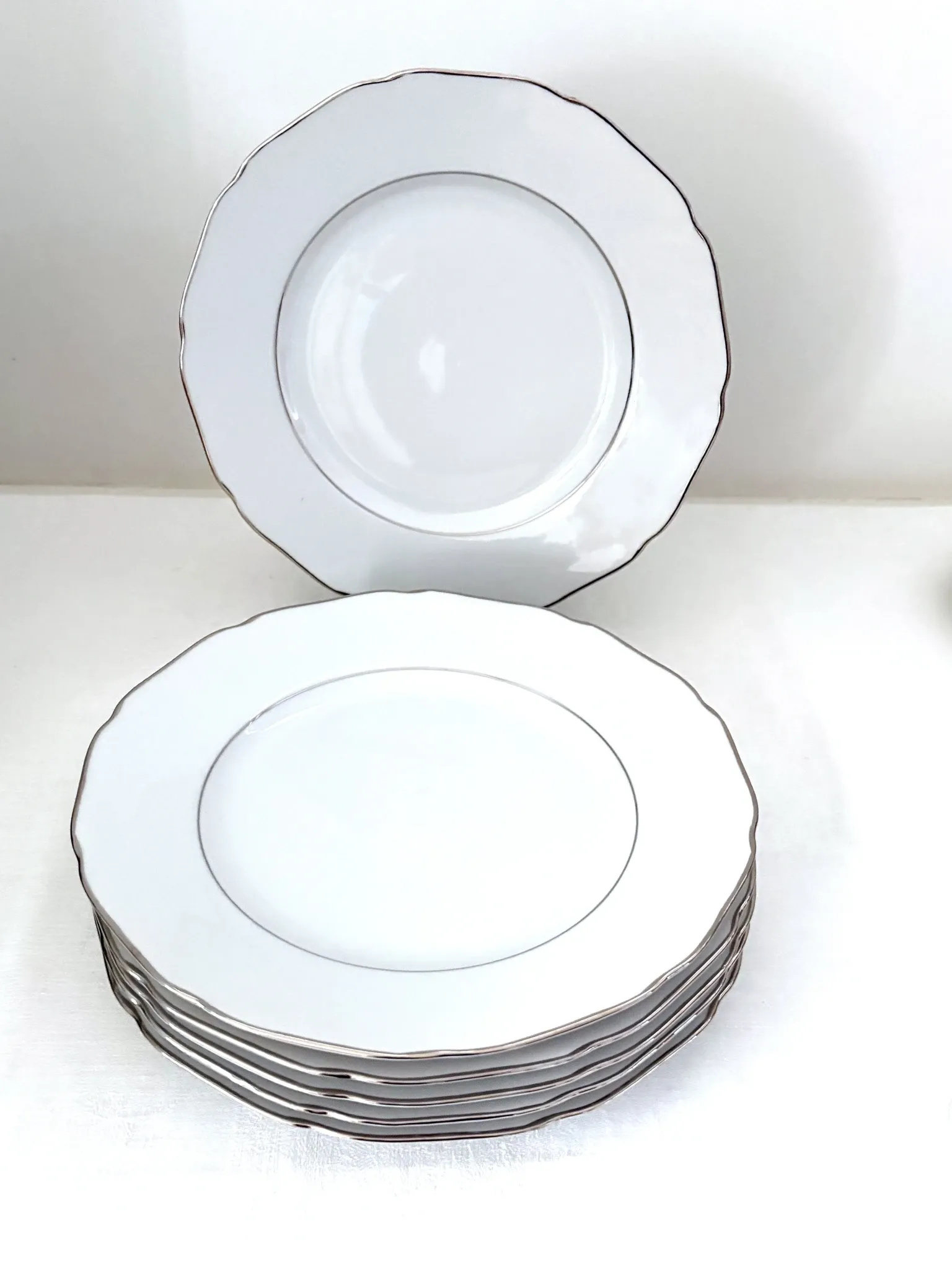 6 flat plates in white porcelain