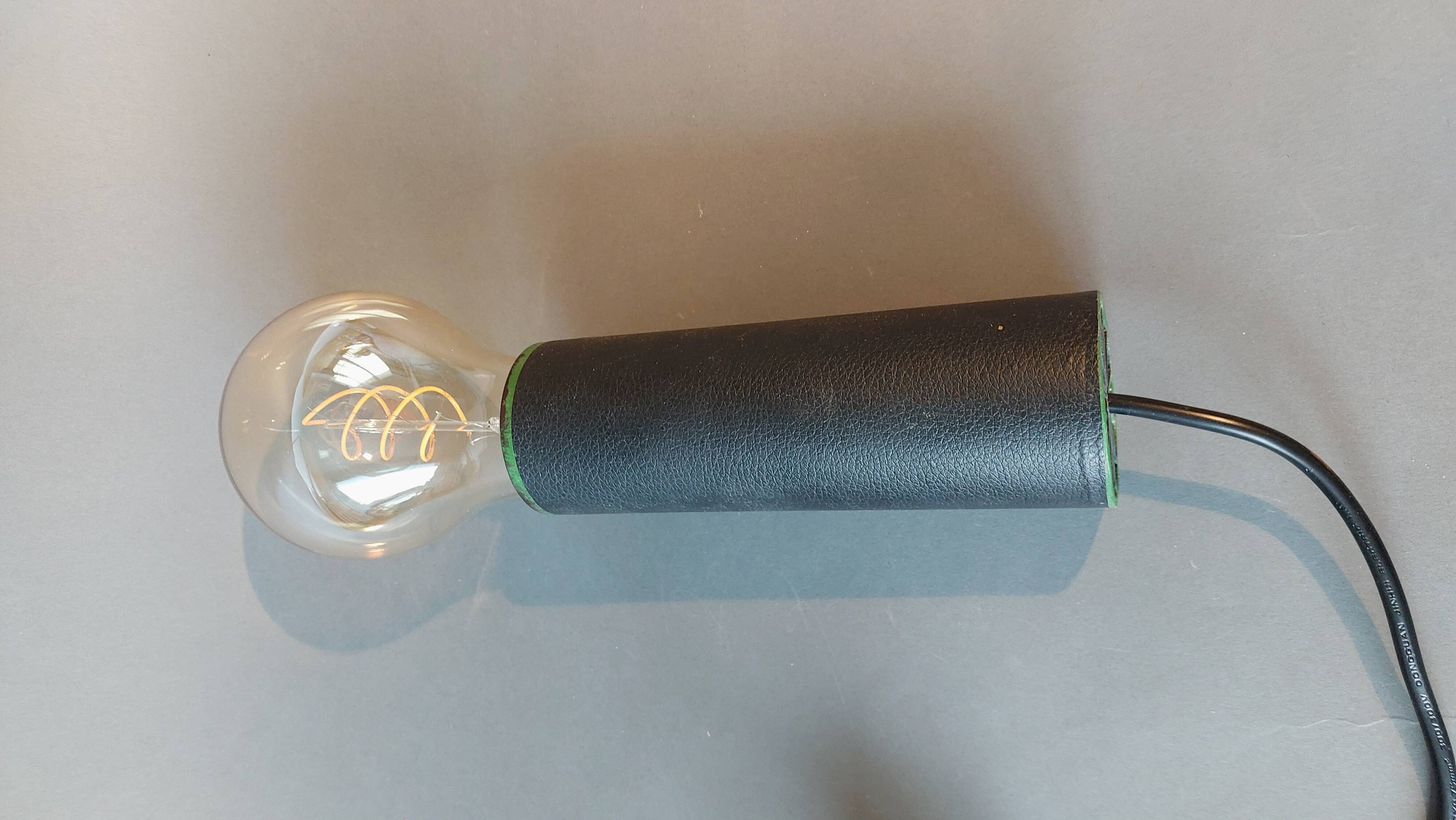 1950 pendant light in metal covered in vintage skaï.