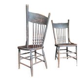 Pair of Antique Country Chairs with Carved Crest Rails | Vernacular Spindle