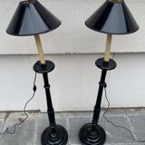 Pair of blackened wooden lampposts Napoleon III