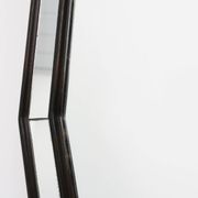 Miroir octogonal graphique du milieu du siècle avec cadre en bois noir et miroir,