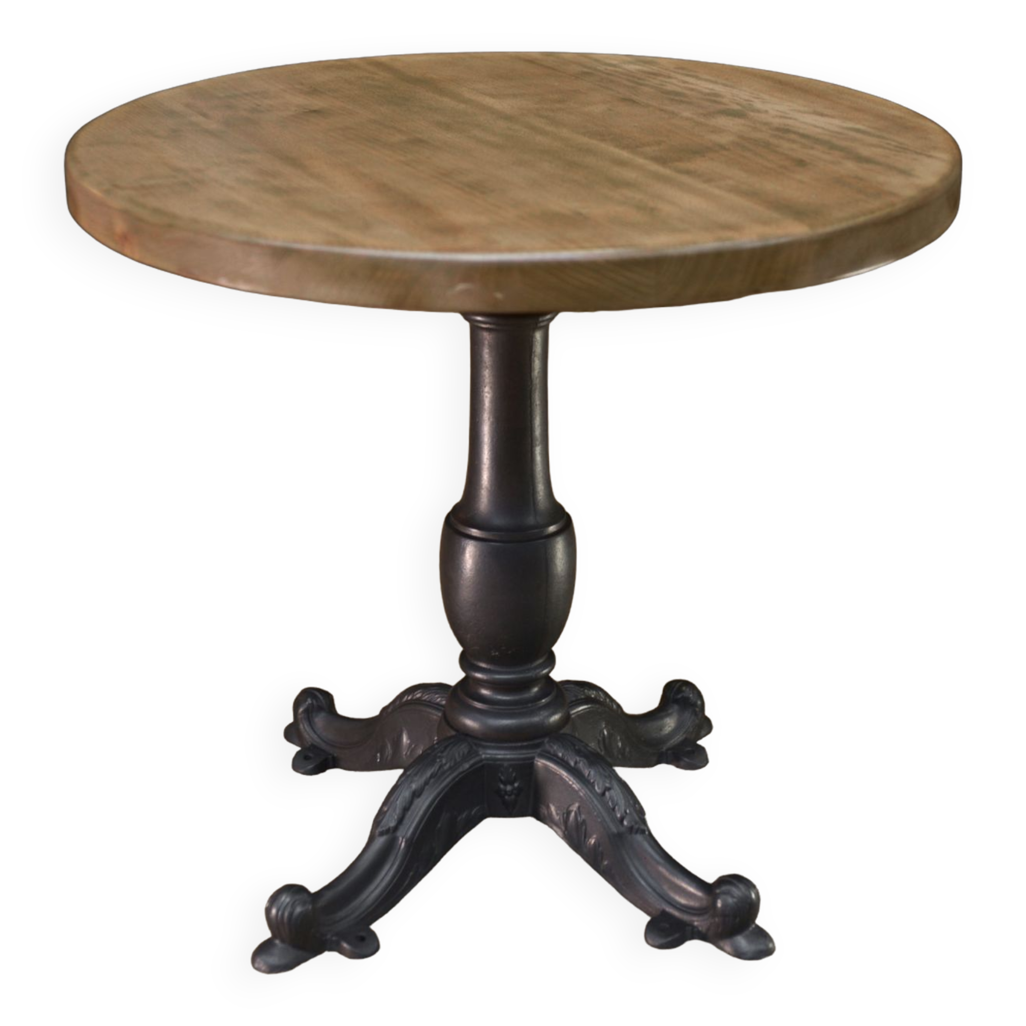 Cast iron pedestal table 1900 Round beech top