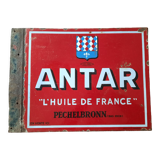 Old enamelled plate "antar l'huile de france" 45x54cm 1950