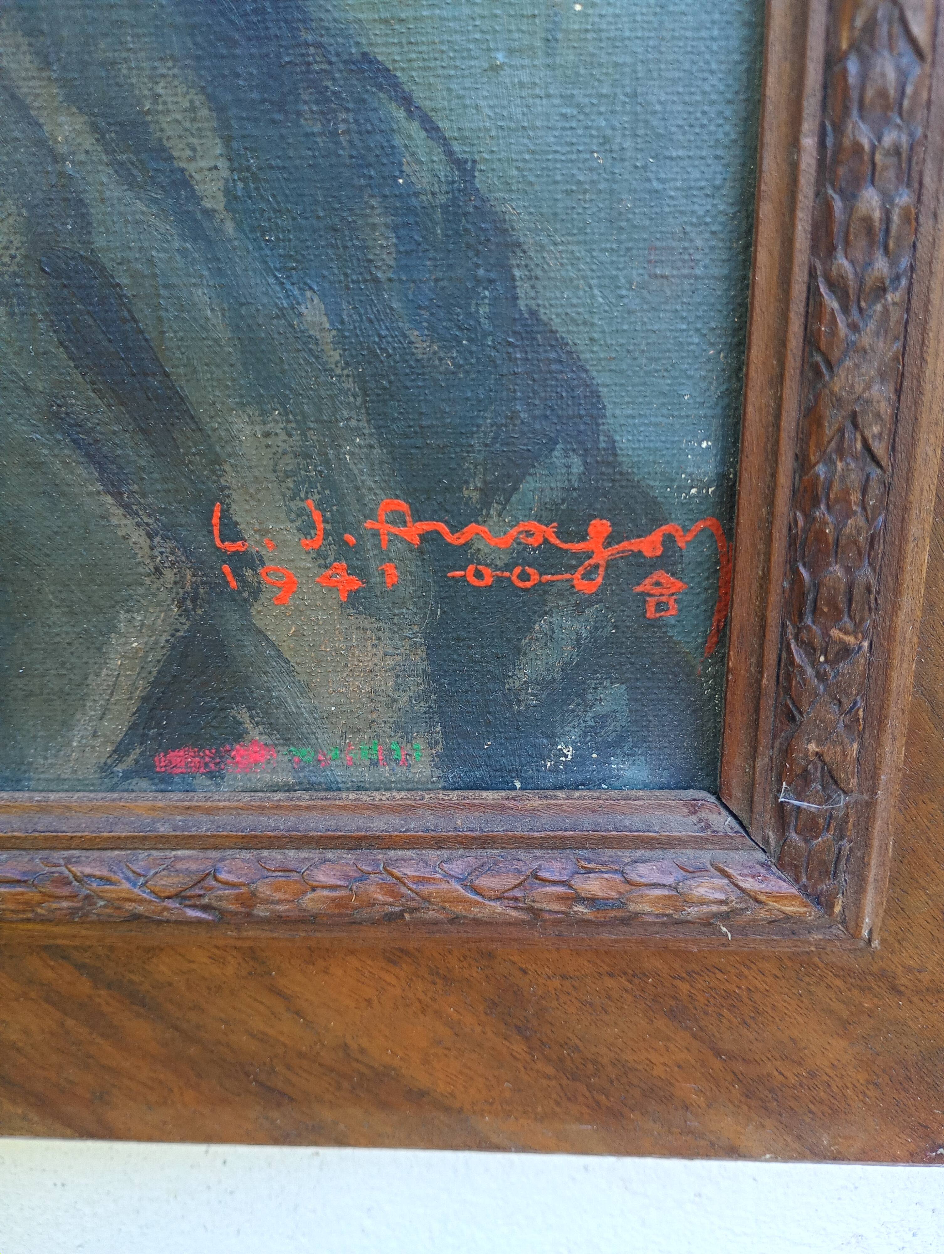 oil on canvas military portrait from the 1940s signed