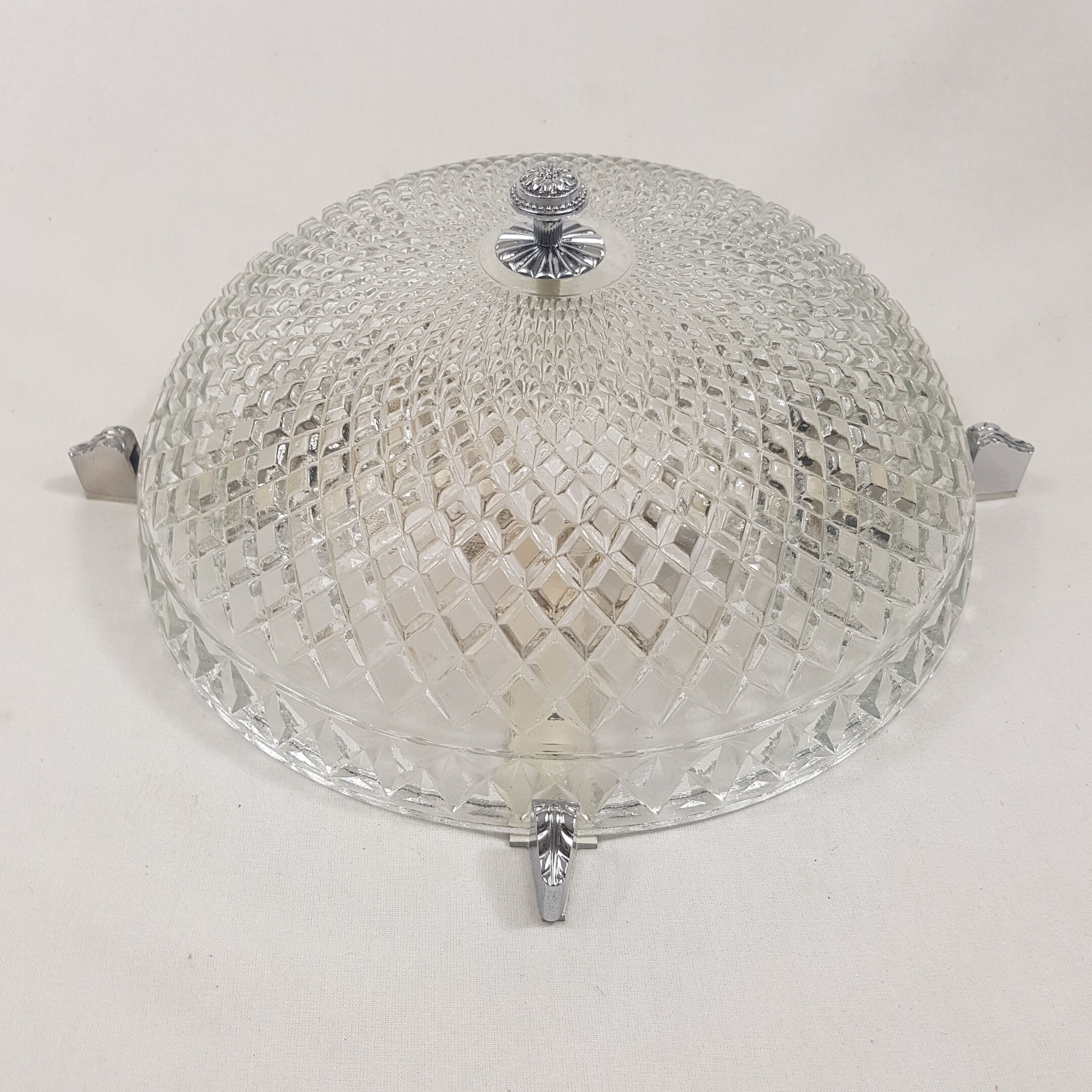 Glass and chrome ceiling light