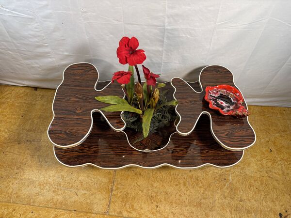 Table basse à étagères rétro vintage des années 60 / Support de plante en Formica