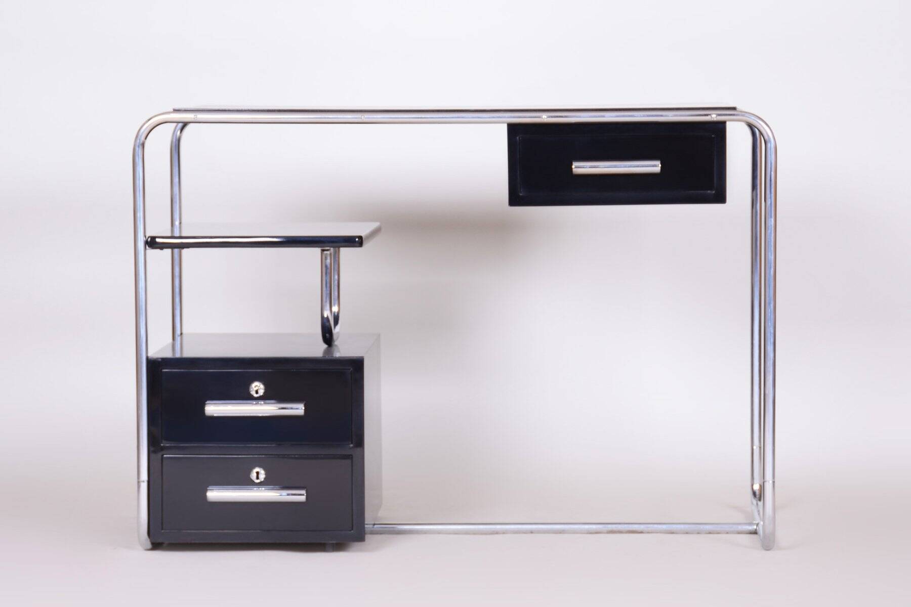 Bauhaus Writing Desk in Chrome, Steel and Wood, Germany, 1930s