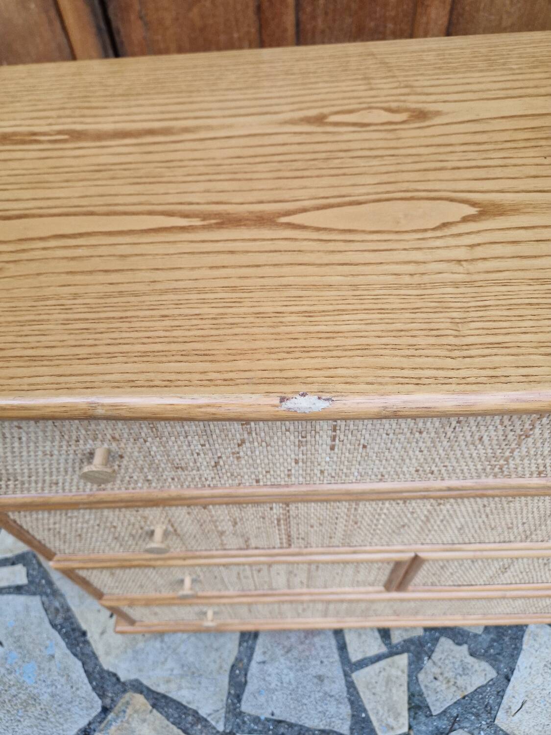Commode en rotin vintage