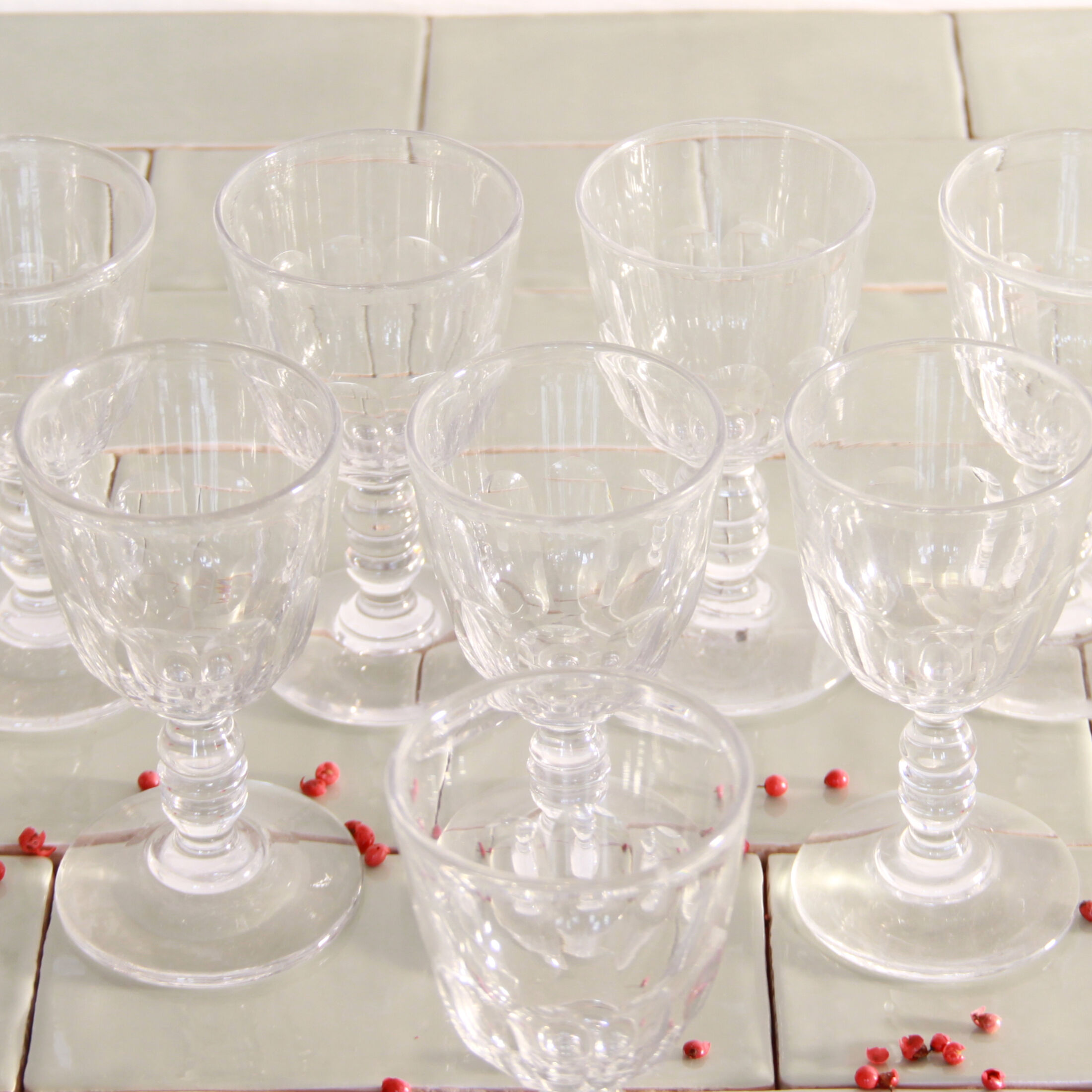 8 carved crystal wine glasses