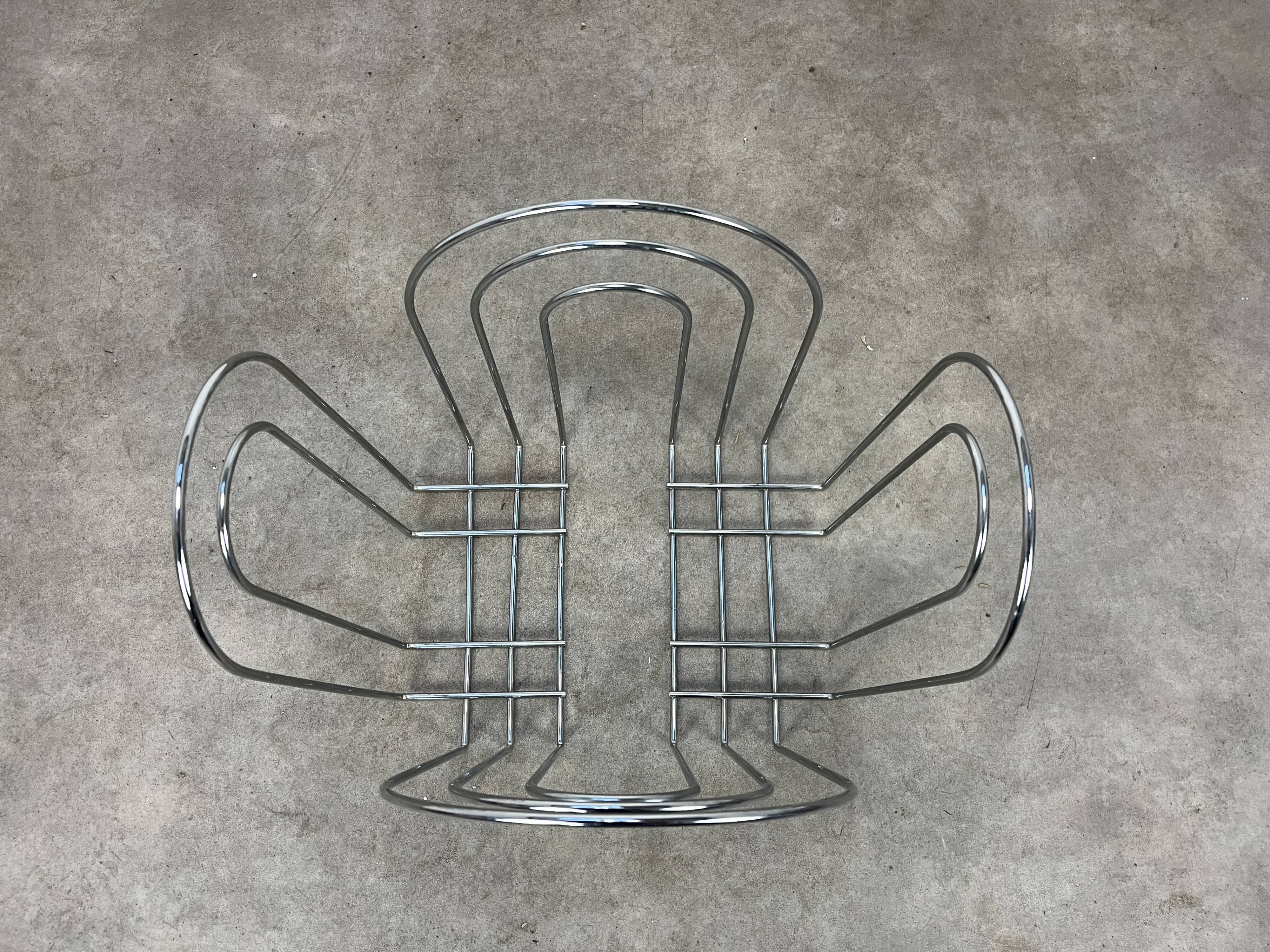 Postmodern magazine rack 80s chrome metal vintage memphis