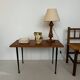Table basse vintage bois, laiton, métal