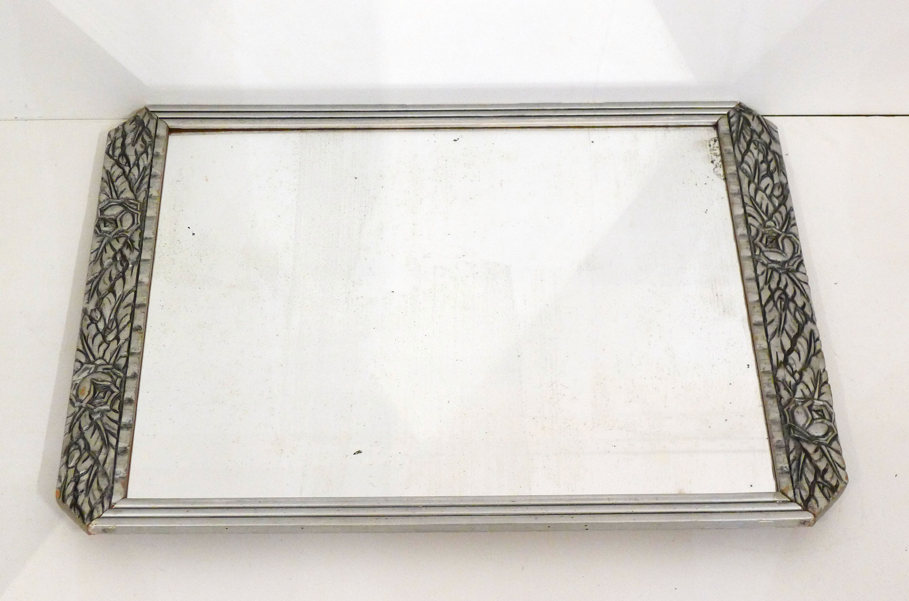 Large silver Art Deco mirror 53x40cm