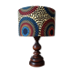 Lampe bois massif rustique chic, abat-jour wax ethnique cercles