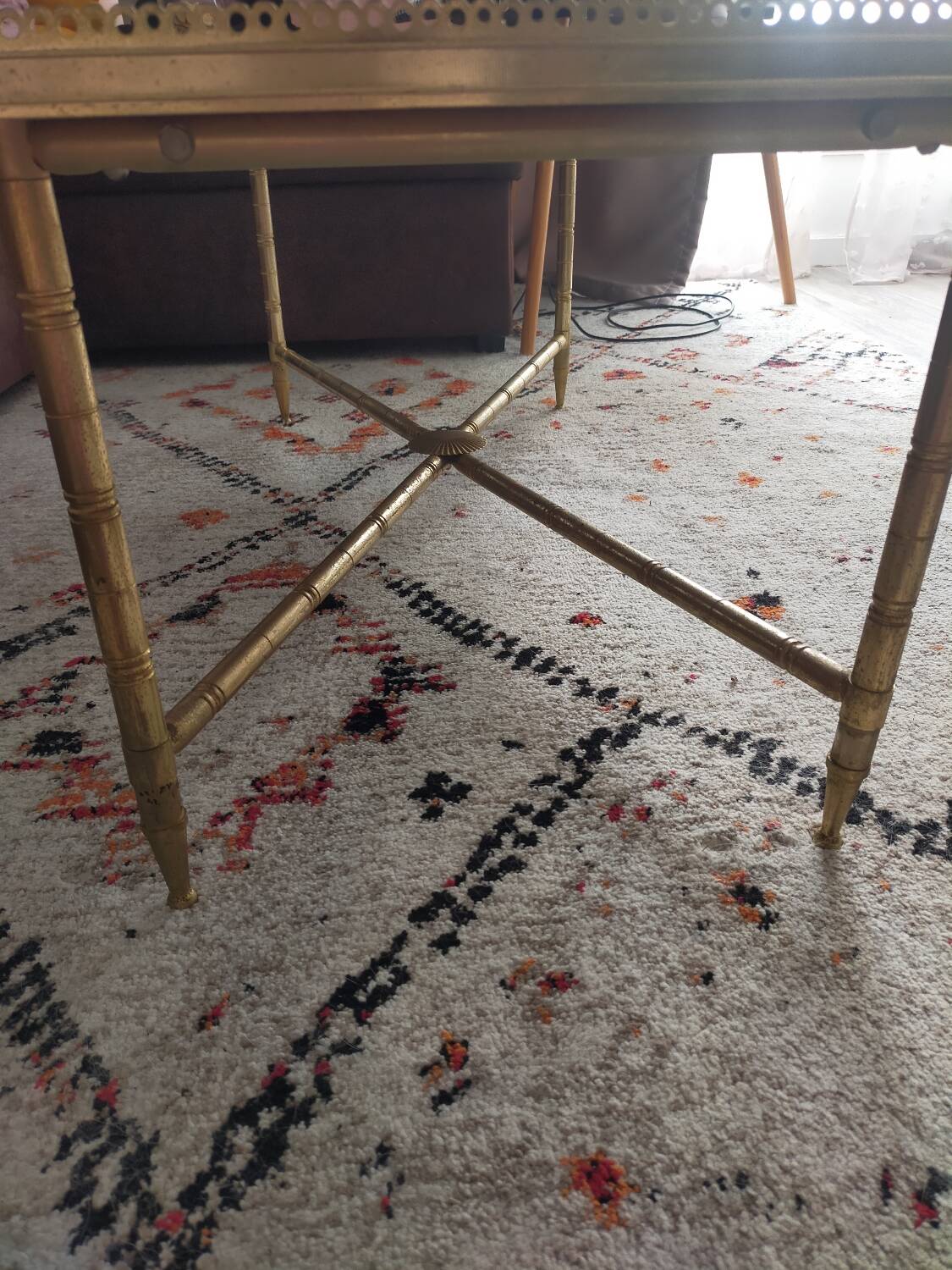 Marble and brass coffee table, French work 1971