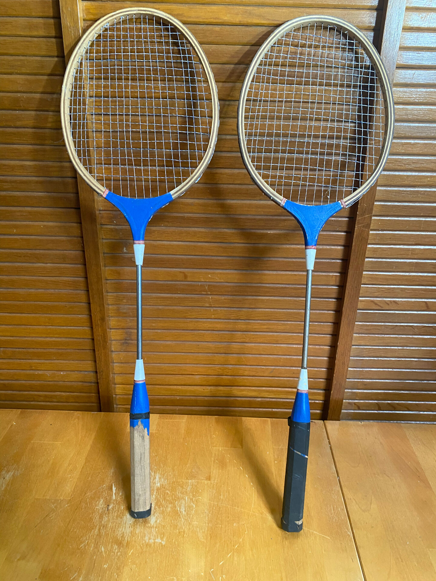 Paire Raquette Ancienne Badminton Bois Vintage
