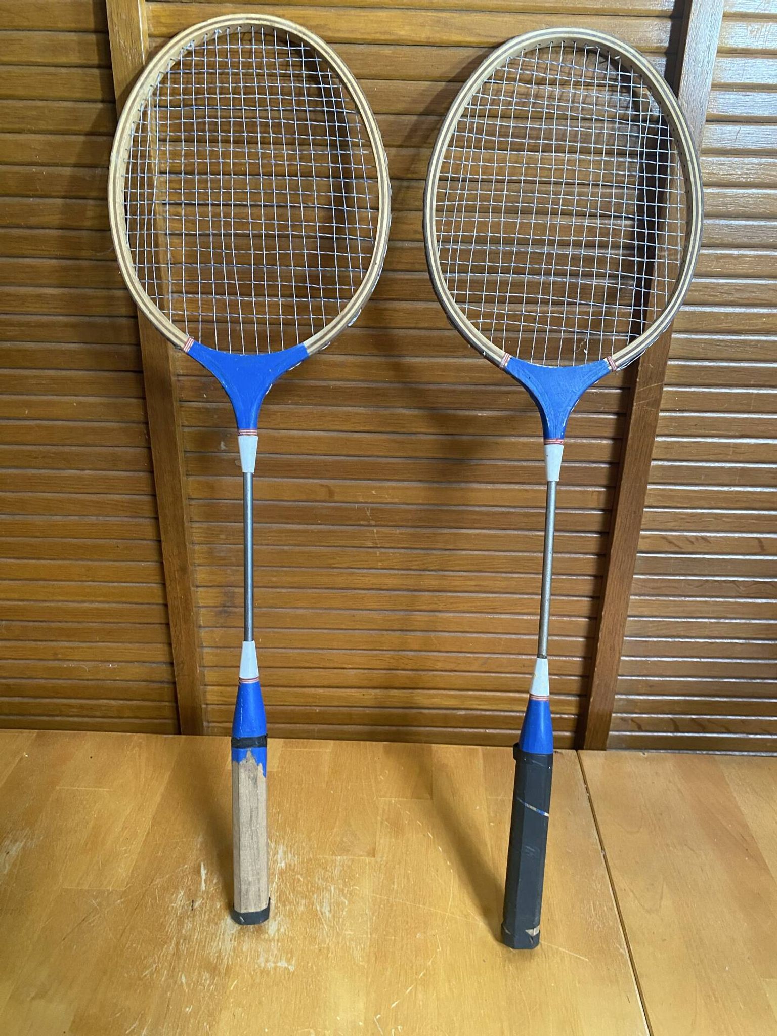 Pair of Vintage Wooden Badminton Rackets