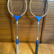Paire Raquette Ancienne Badminton Bois Vintage