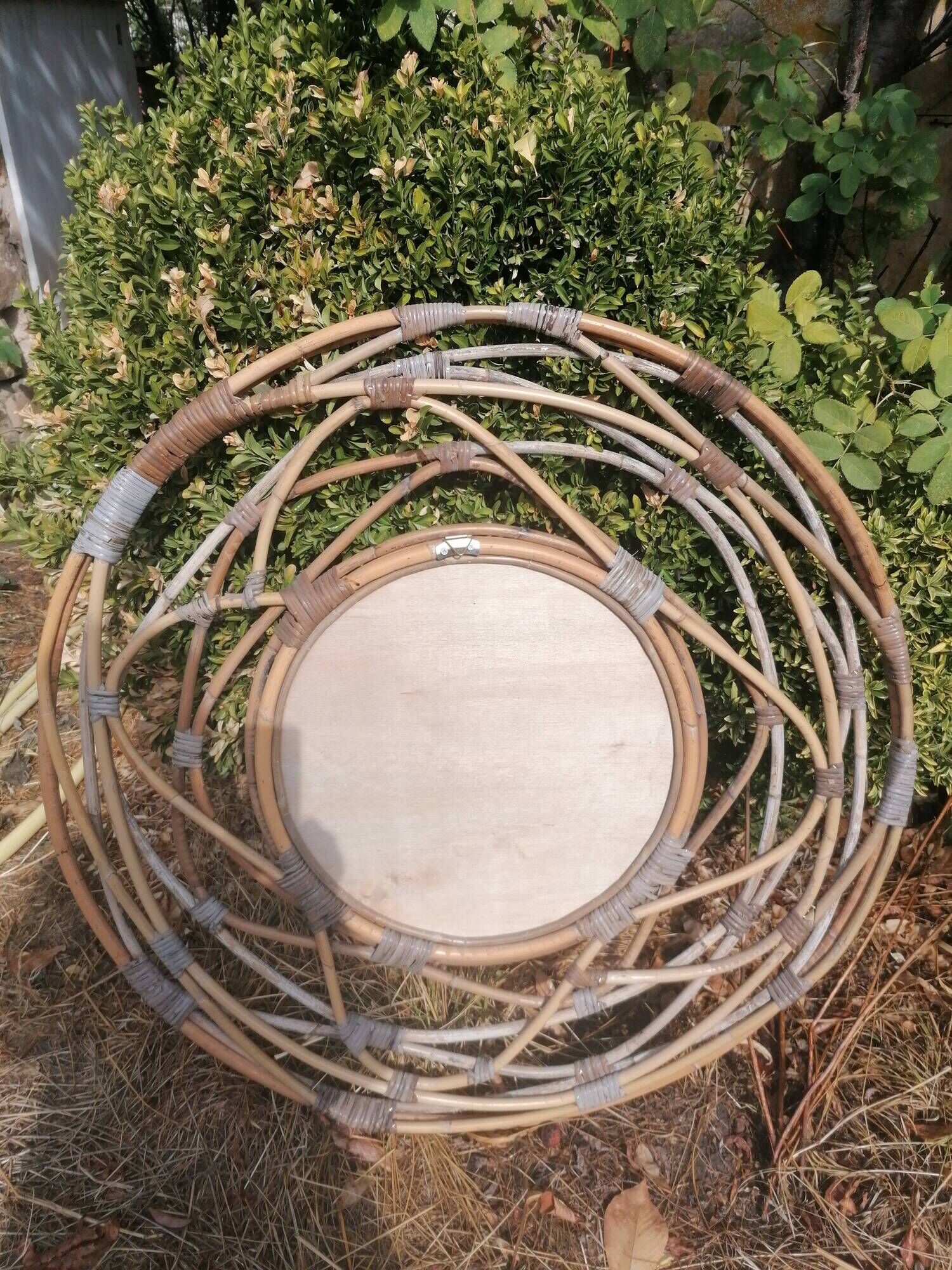 vintage rattan mirror