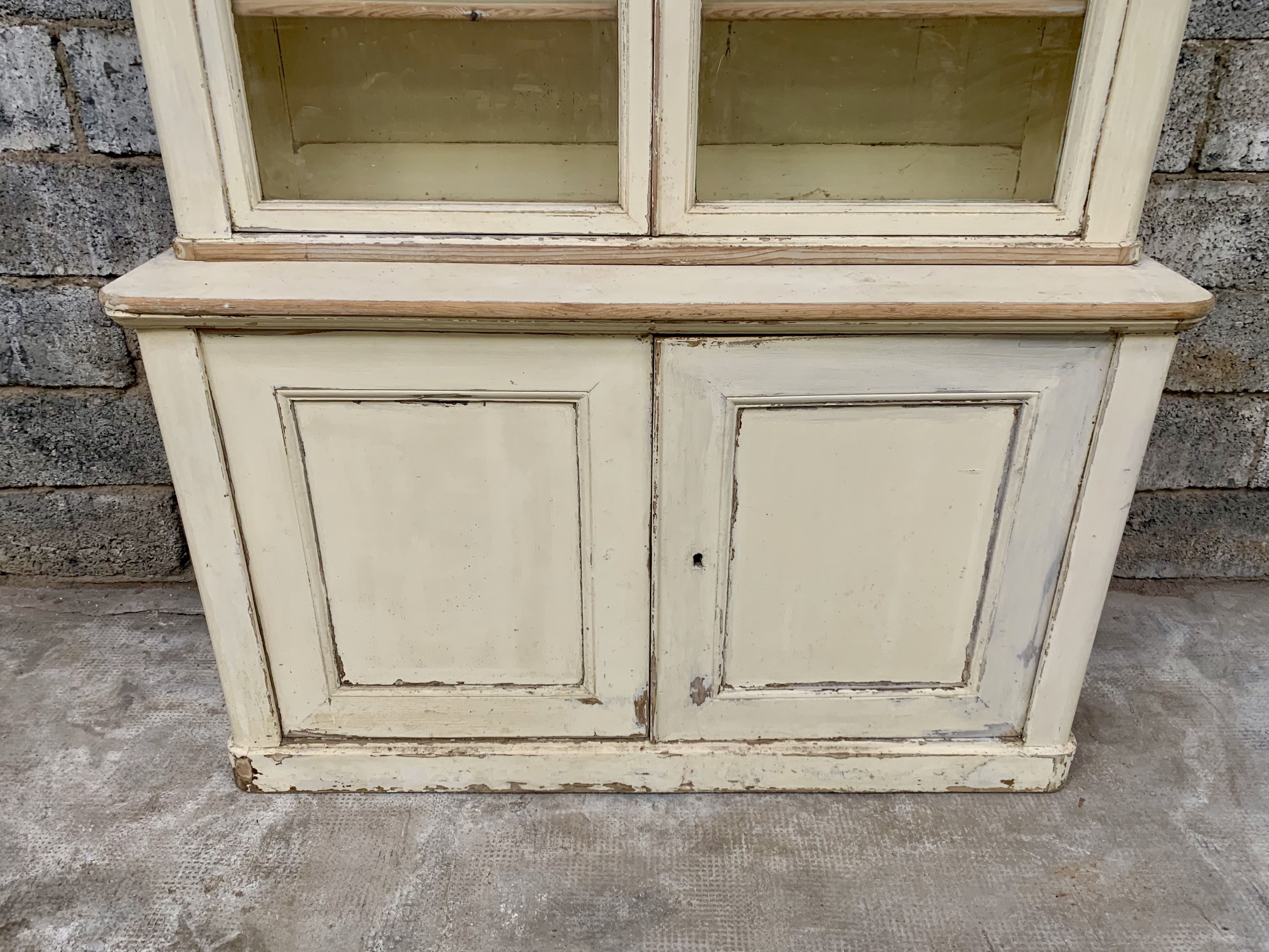 Bibliotheque showcase buffet two mid-19th body in white patina fir