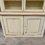 Vitrine bibliothèque buffet deux corps milieu XIXeme en sapin patine blanc
