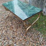 Table basse ancien avec plateau marbre vintage