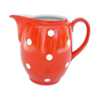 Red pitcher with white polka dots Vsk Usc Switzerland 50's