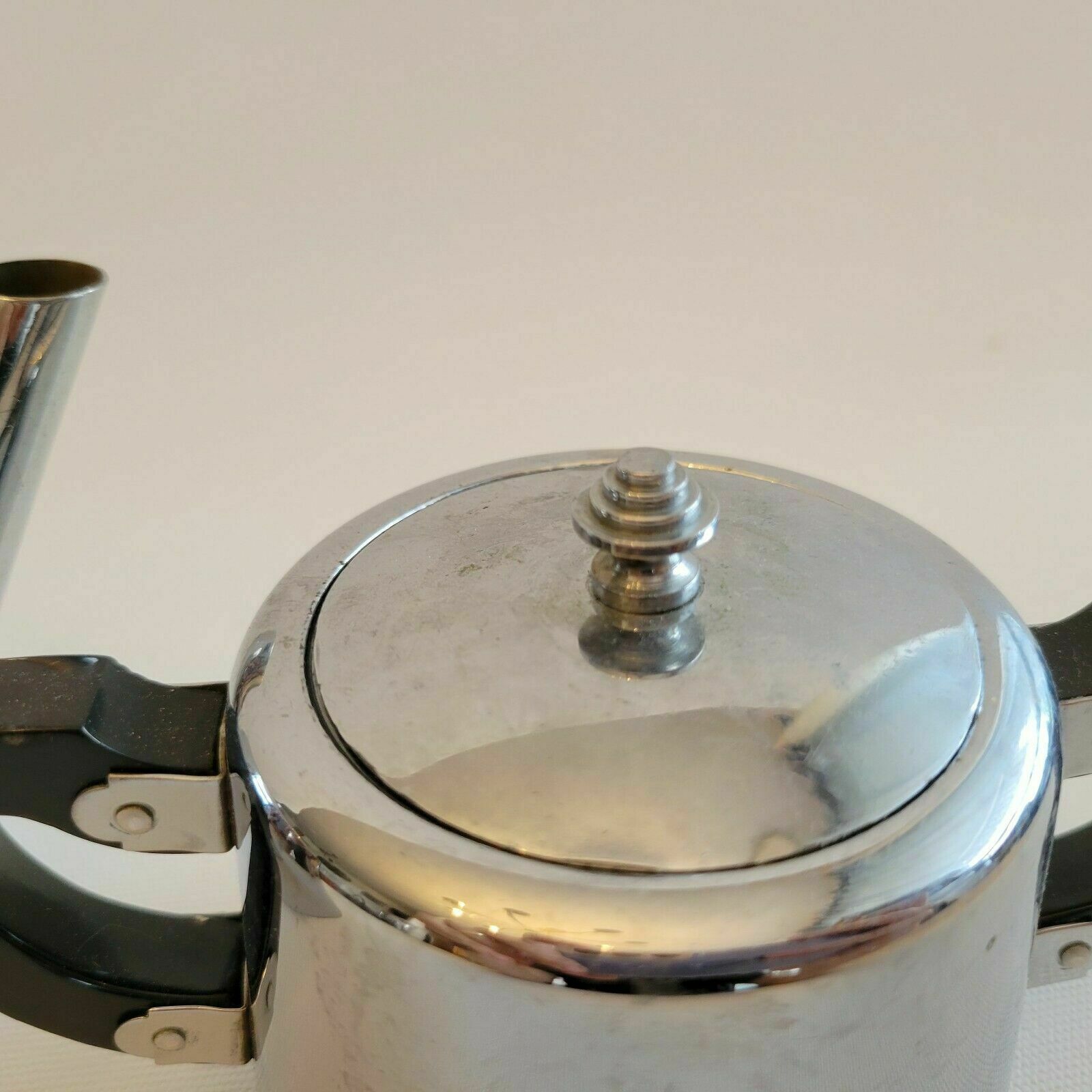 Teapot and sugar pot stainless steel vintage art deco style