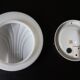 Set of 2 Hillebrand Art Deco shell opal glass wall lamps, 1960
