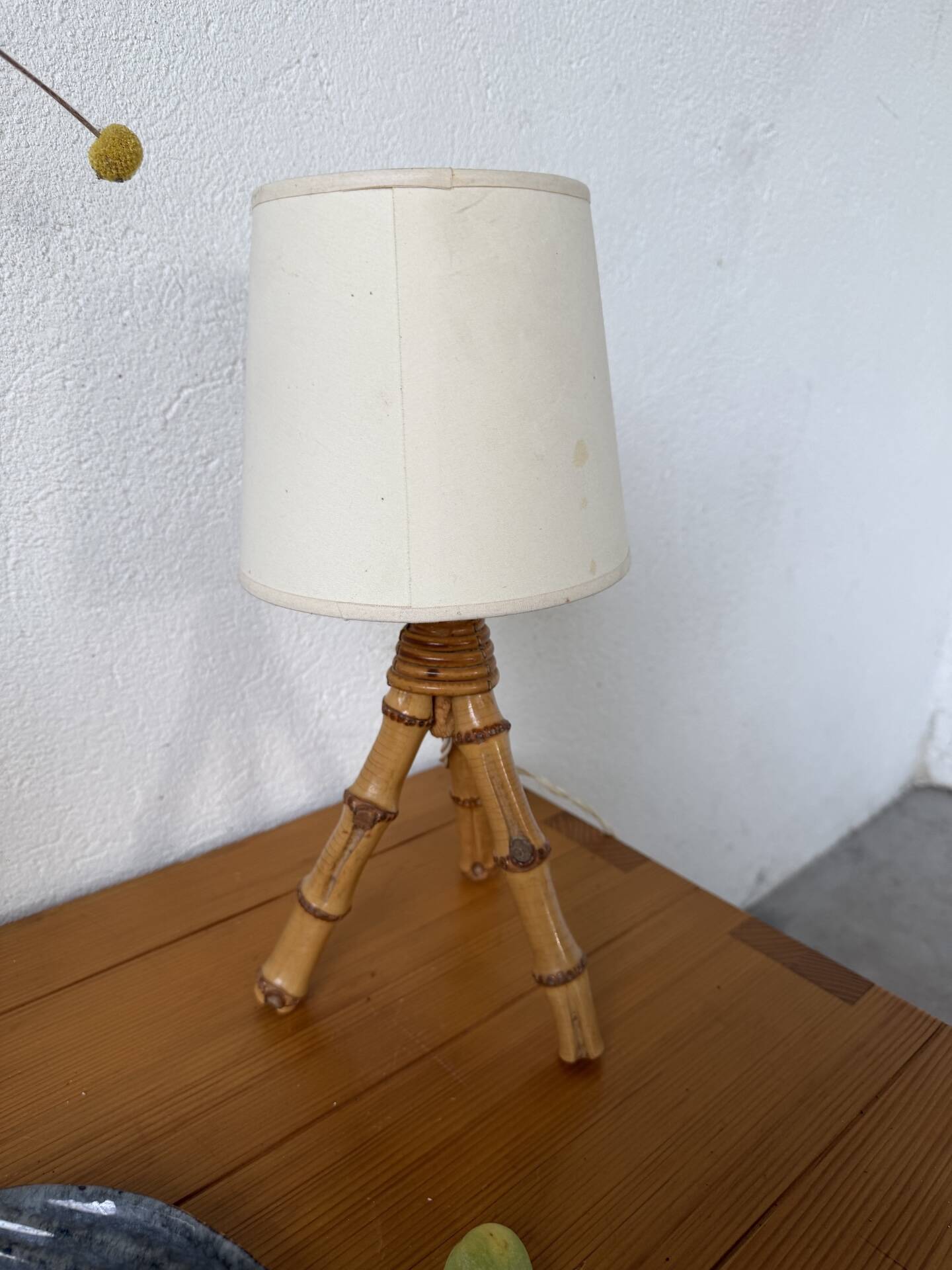 1960s rattan desk or table lamp