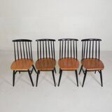 Set of 4 Fanett model slatted chairs, Tapiovaara, 1960s