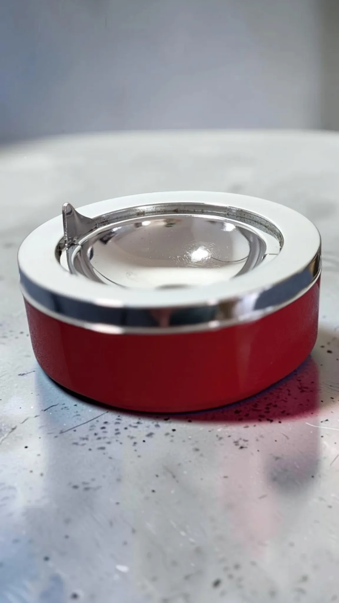 Vintage Red Metal Ashtray Space Age - Caimi Brevetti Italy 1970