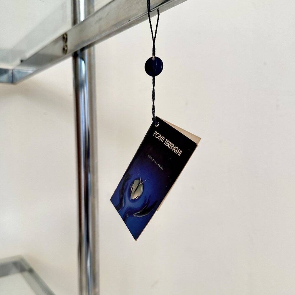 Italian Postmodern Chrome, Black Wood and Glass Shelf by Ponti Terenghi, 1980s