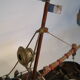 Artisanal wooden model, basin boat, motor toy, fishing trawler