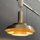 Lampe à suspension en métal VEB couleur laiton et blanc années 1960