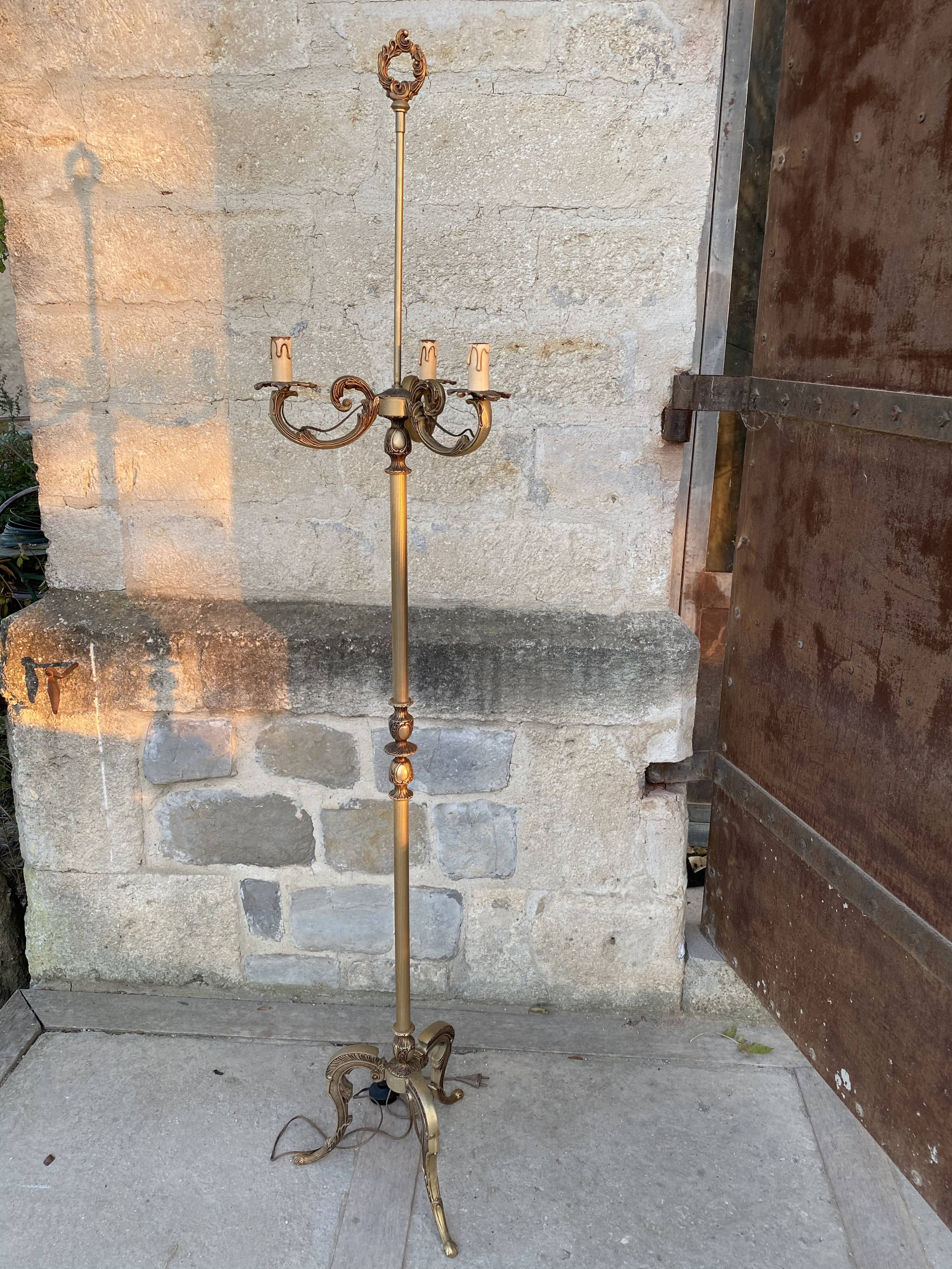 Louis XV style gilded bronze lampfloor, 1960s