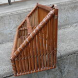 70s bamboo shelf or mail rack