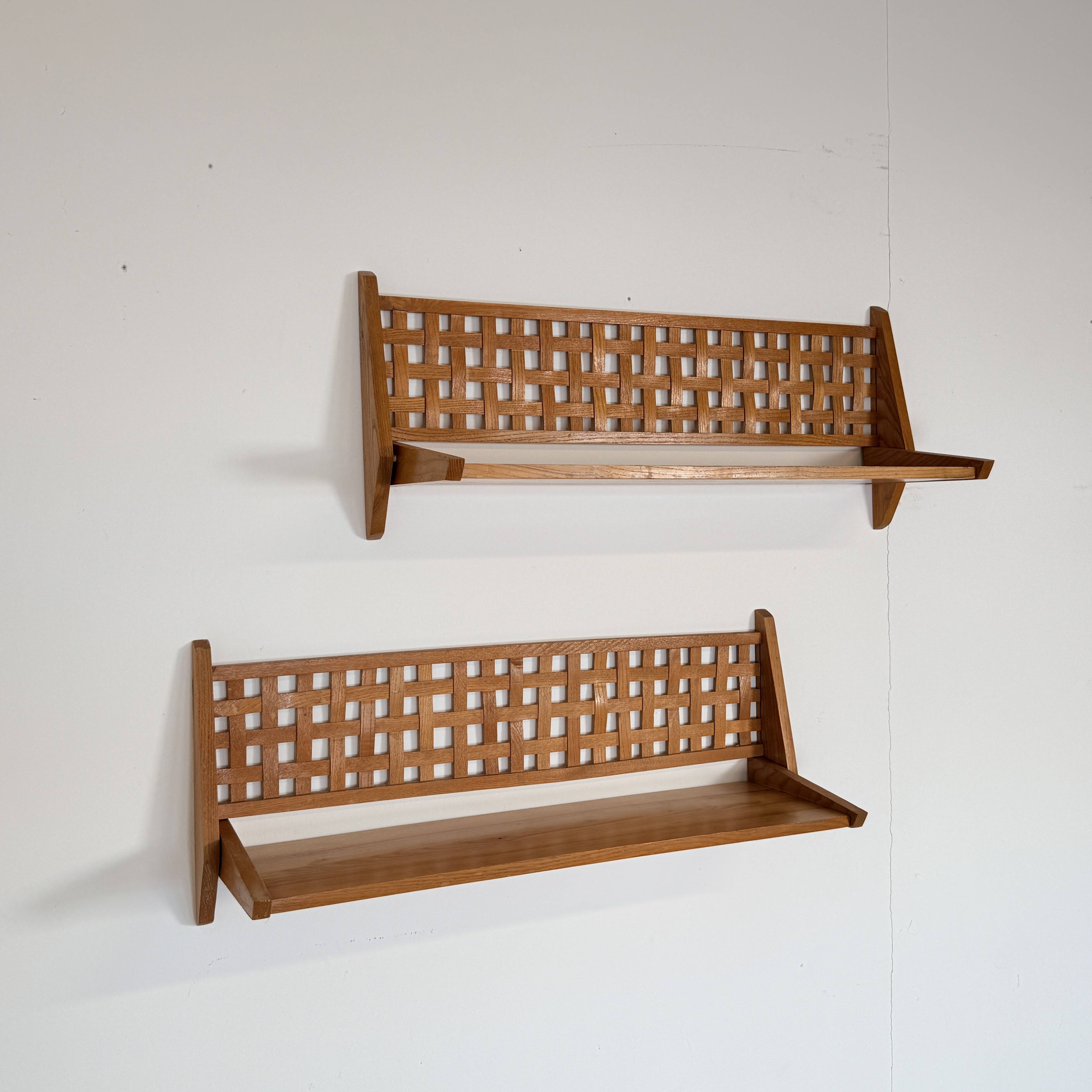 Set of 2 Mid-Century Wall Shelves with Woven Back Panel – ÚLUV