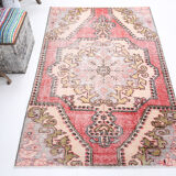 4x6 red turkish vintage rug, 4x6 handmade vintage rug