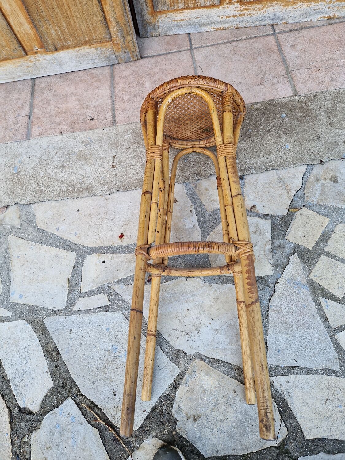 Vintage rattan stool