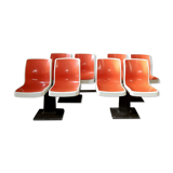 Suite of 4 double vintage bowling seats, 2 seats - brunswick - glass fibre - 1950