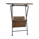 Folding sofa end in metal and wicker - vintage 1960