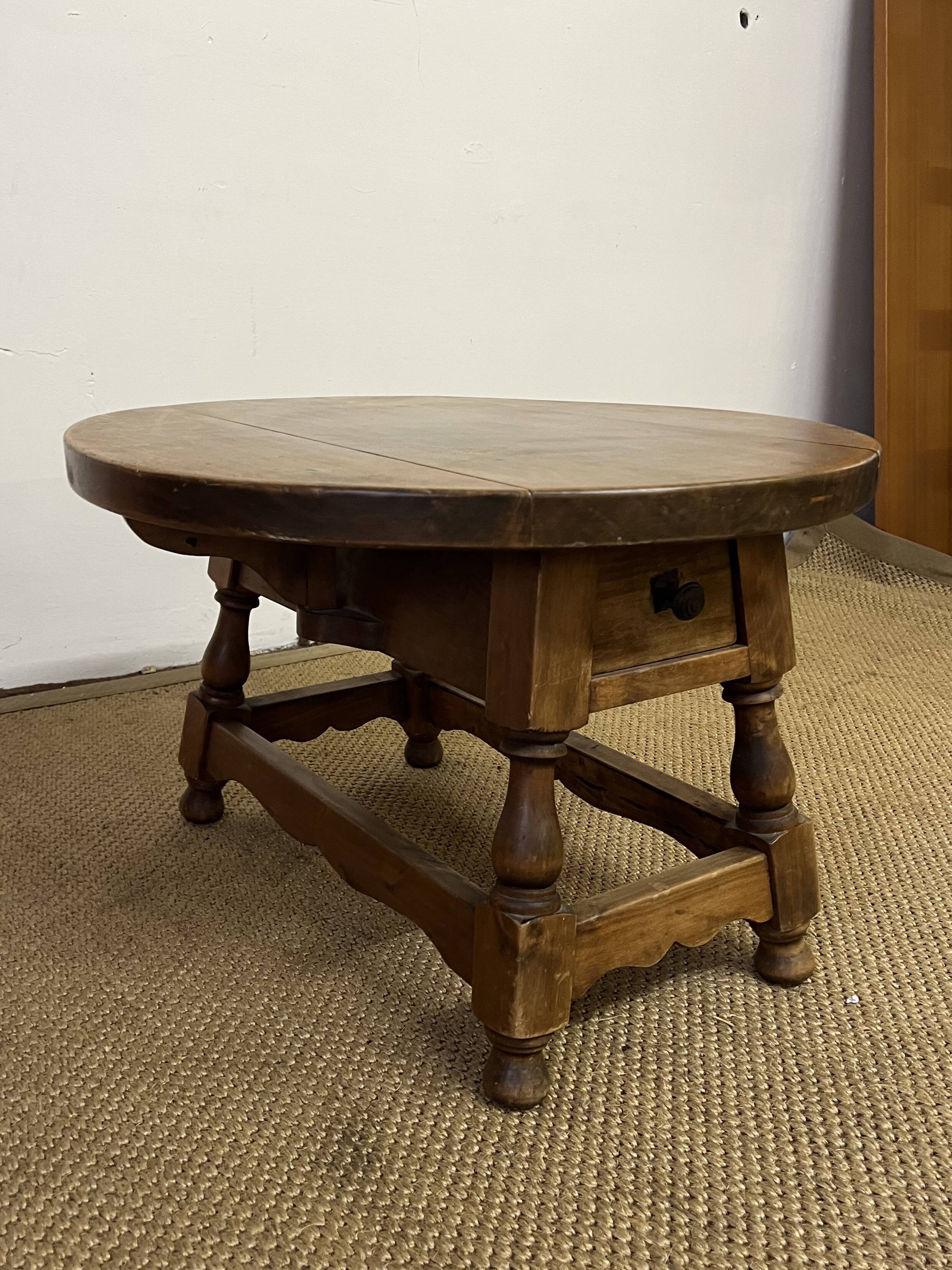 Round wooden coffee table