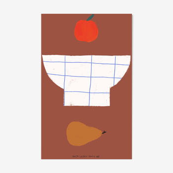 Affiche murale minimaliste poire bol pomme